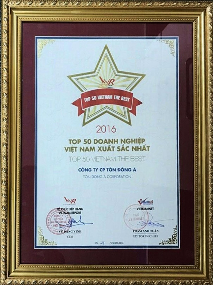 Top 50 Doanh nghiệp Việt Nam xuất sắc nhất năm 2016